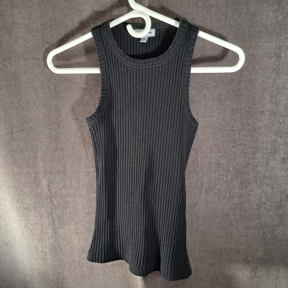 Frank and Oak Black Ribbed Stretch Tank Top VG S